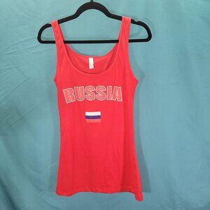 Bayside Apparel Russia Sleeveless Tank Top Large 100% Cotton Red